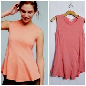 Anthropologie Top Womens Size XS Coral Eri + Ali Evie Flare Hem Sleeveless Tee